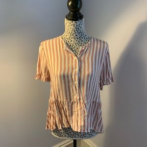 Madewell red/pink and white striped top